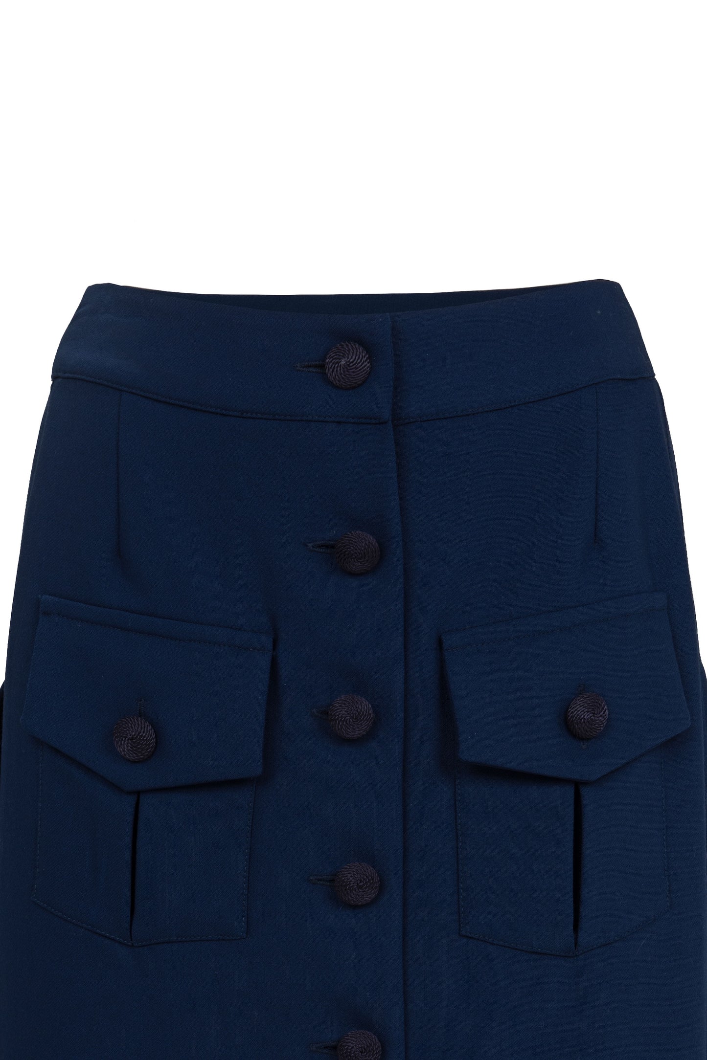 Botteghe Oscure Plissé Dos skirt detail with structured front panel