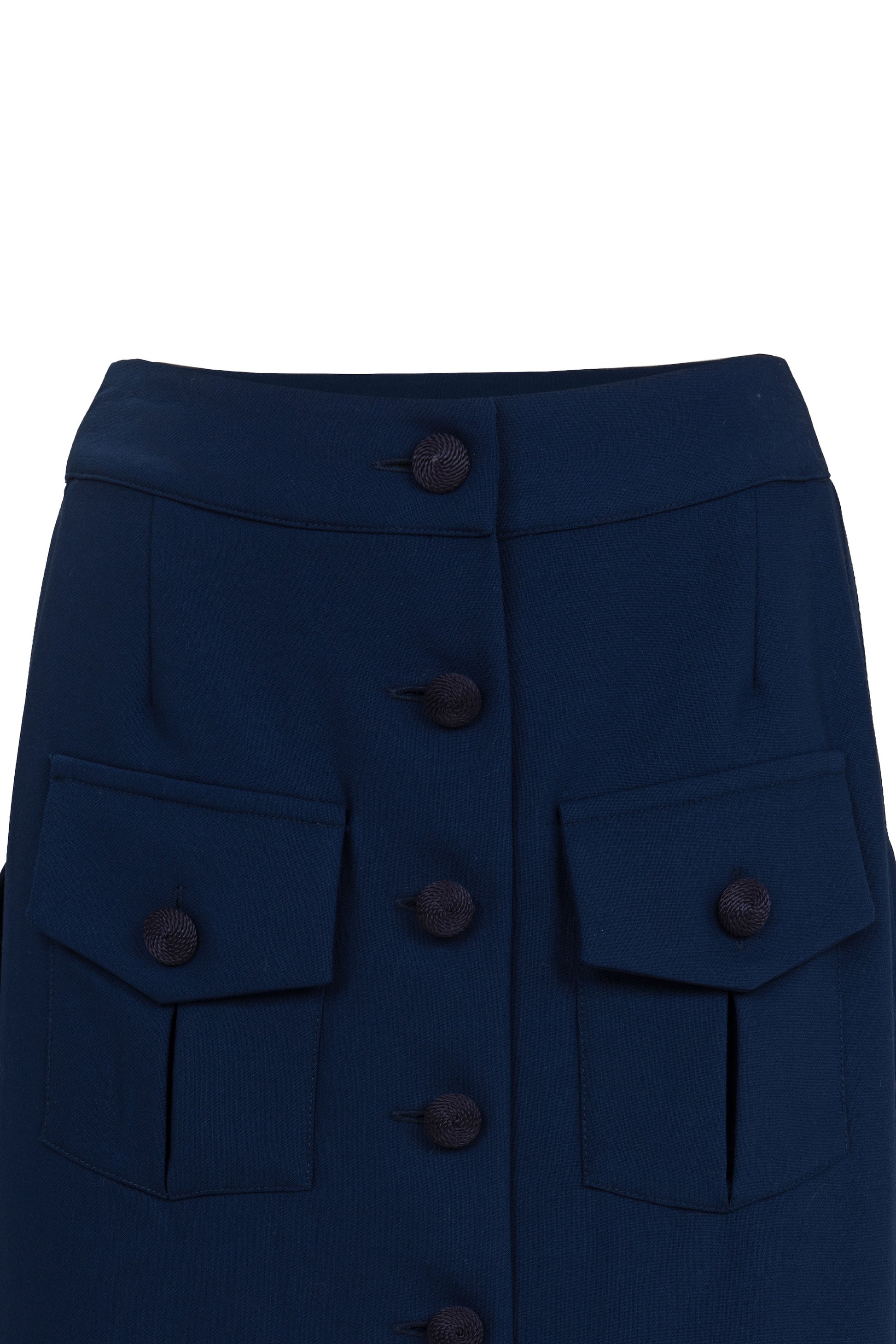 Botteghe Oscure Plissé Dos skirt detail with structured front panel