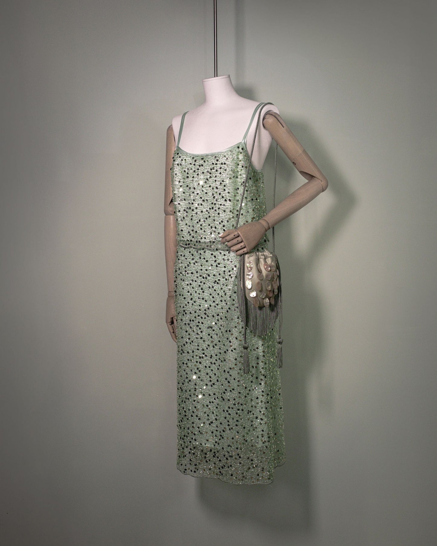 Botteghe Oscure embroidered silk top styled in a complete embellished evening look.