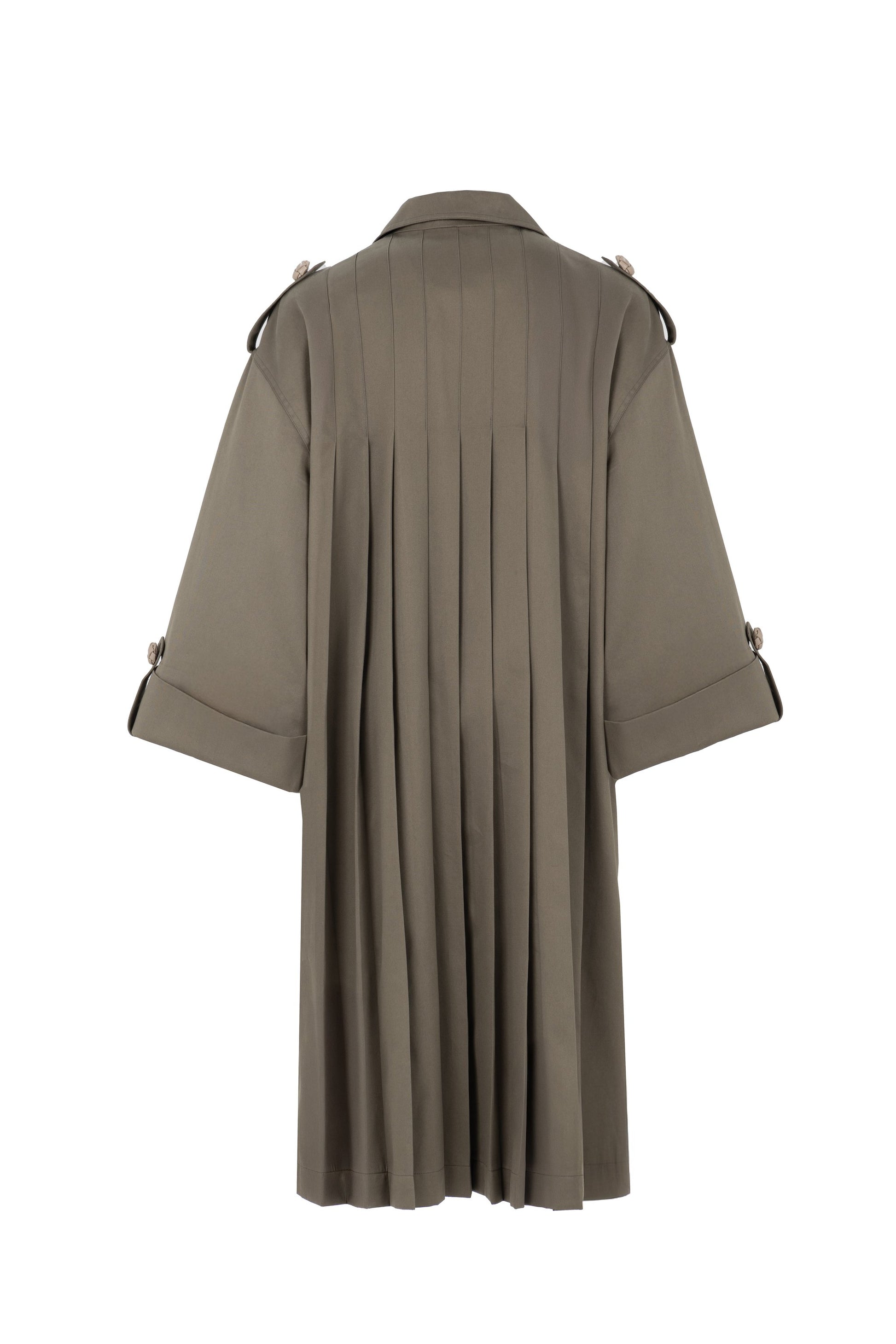 Back view of oversize cotton parka with pleated back panel – Botteghe Oscure