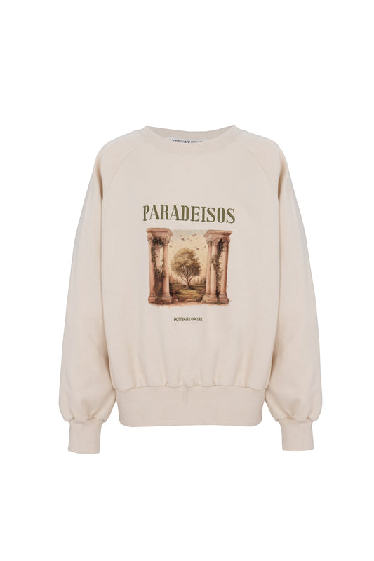 oversized sweatshirt by Botteghe Oscure featuing exclusive Paradeisos print and embroidered lettering 