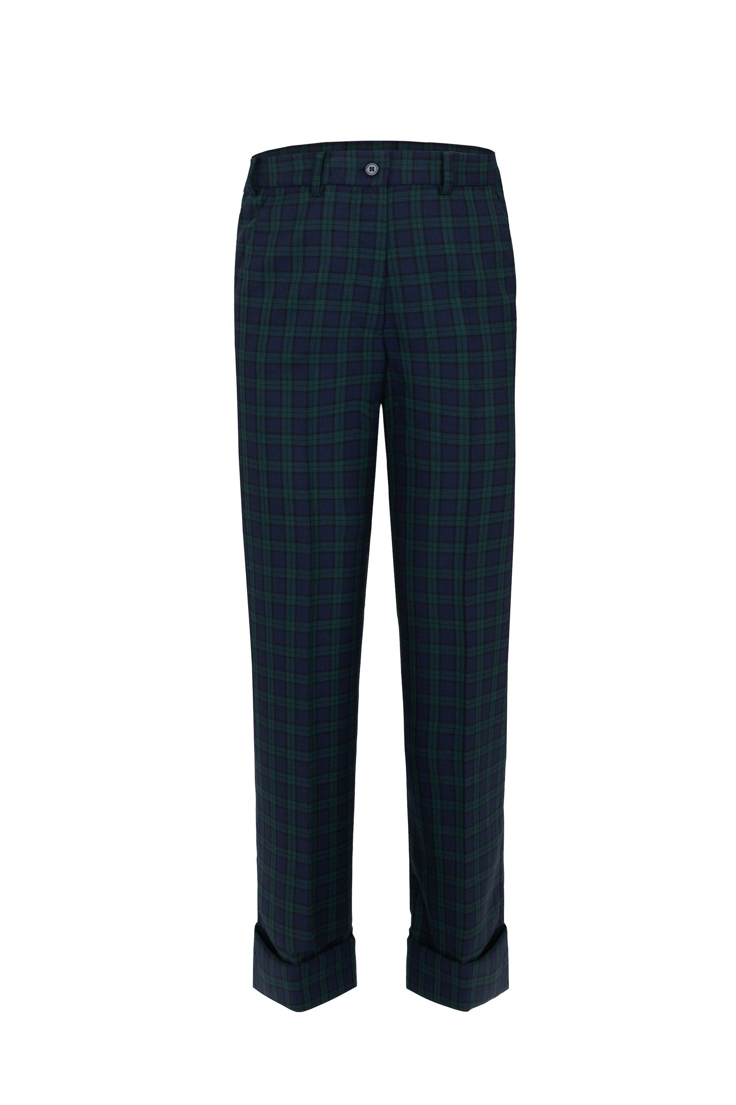 Pantaloni sartoriali flare-cut in tartan